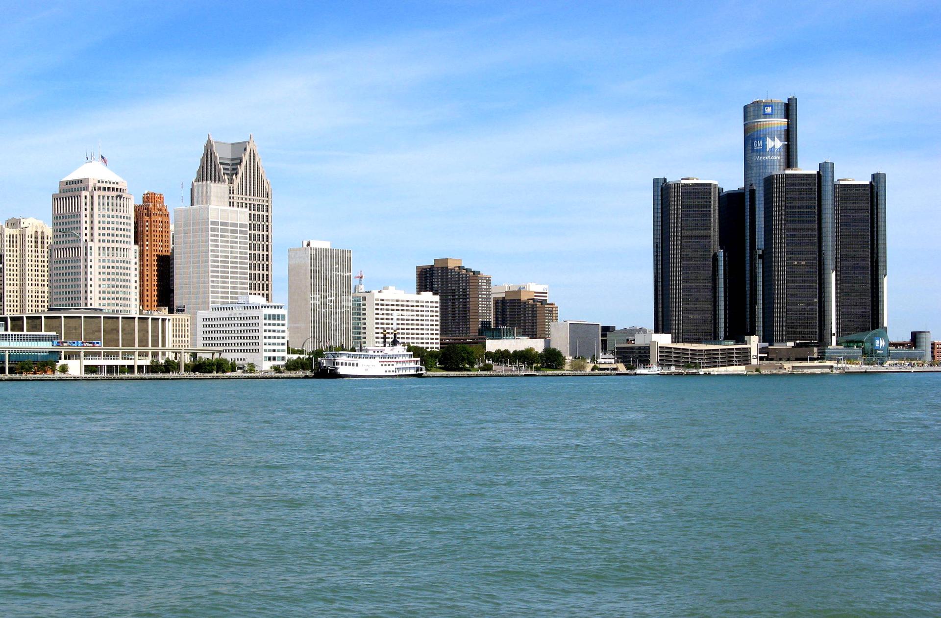 Detroit skyline at dusk