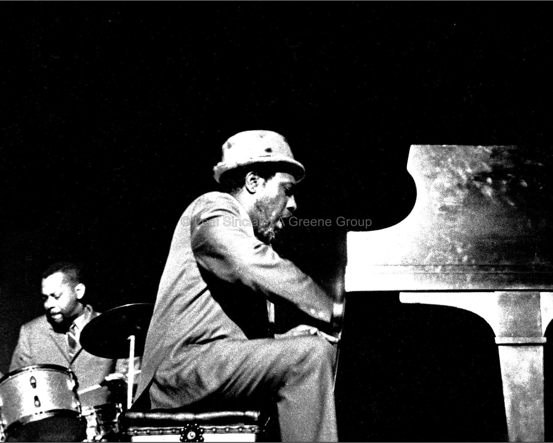 Thelonious Monk and Ben Riley performing at Cobo Hall in 1967, photographed by Leni Sinclair