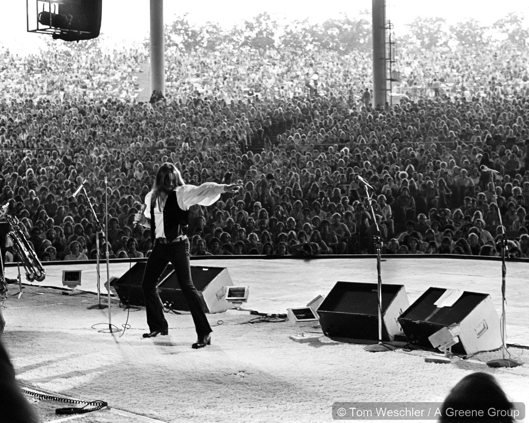 Bob Seger performing live at Pine Knob in 1977 in front of a large audience